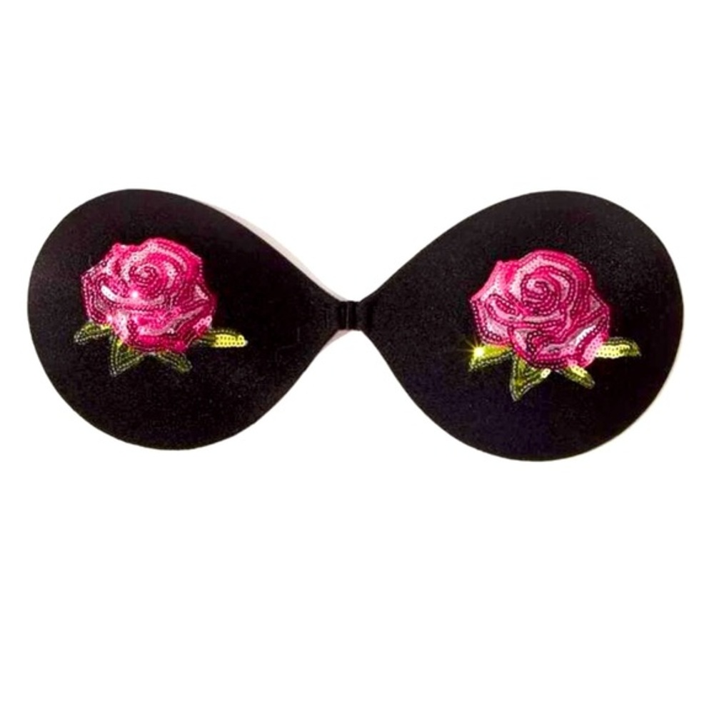 Plus Sequin Floral Patched Self Adhesive Bra